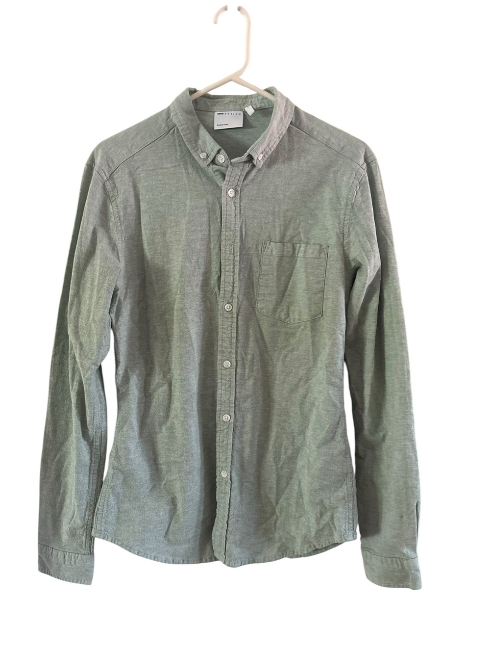 ASOS Oxford Button Down Shirt Sage Gree Cotton Size Small